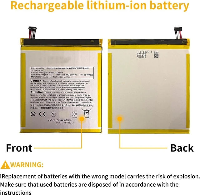 Alt view image 6 of 7 - 3.8V 12.16Wh 3200mAh MC-308695 58-000255 Replacement Battery Compatible for ST28 Tablet (with 8 Pieces Repair Tools)