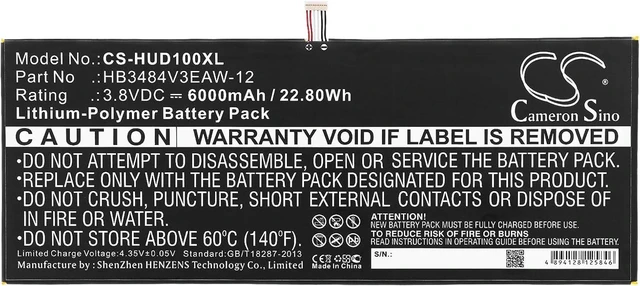 Alt view image 3 of 4 - 6000mAh Tablet Replacement Battery for d-01H,dtab,M2-A04L,Mediapad M2 10.1 LTE