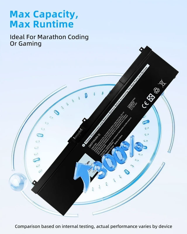 Alt view image 3 of 7 - 97Wh NYFJH 11.4V Laptop Battery Replacement for Dell Precision 7530 7540 7730 7740 P34E P34E001 P34E002 P74F P74F001 P74F002 451-BCGI 0WNRC 00WNRC GW0K9 0GW0K9 6-Cell High Performance