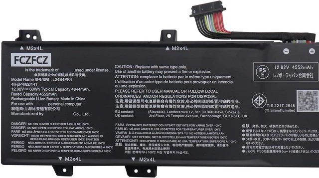 Alt view image 2 of 5 - L24B4PK4 Battery 60Wh 4644mAh Replacement for Lenovo LOQ 15IRX10 15AHP10 17IRX10 Series SB11Q02056 5B11Q01993 L24N4PK3 SB11Q02001 5B11Q02044 L24M4PK6 SB11Q02048 5B11Q02042 12.92V