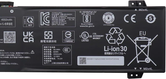 Alt view image 4 of 5 - L24B4PK4 Battery 60Wh 4644mAh Replacement for Lenovo LOQ 15IRX10 15AHP10 17IRX10 Series SB11Q02056 5B11Q01993 L24N4PK3 SB11Q02001 5B11Q02044 L24M4PK6 SB11Q02048 5B11Q02042 12.92V