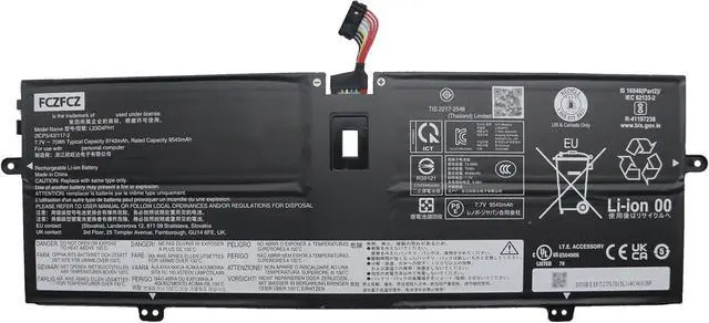 Main image of L23D4PH1 Battery 75Wh 9742mAh Replacement for Lenovo Yoga Slim 9 14ILL10 83CX Series SB11P72757 5B11P72760 SB11P72758 5B11P72759 7.7V 4cell