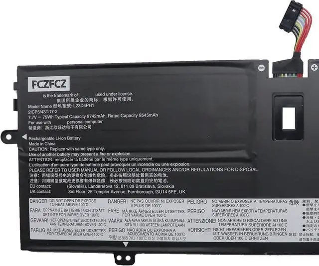 Alt view image 2 of 4 - L23D4PH1 Battery 75Wh 9742mAh Replacement for Lenovo Yoga Slim 9 14ILL10 83CX Series SB11P72757 5B11P72760 SB11P72758 5B11P72759 7.7V 4cell