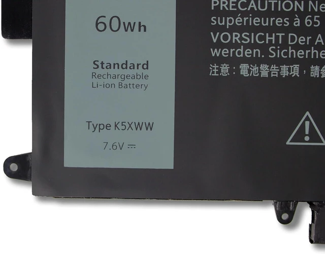 Alt view image 2 of 4 - K5XWW 7.6V 60Wh/7500mAh for Latitude 7390 7389 5289 2in1 K5XWW Battery