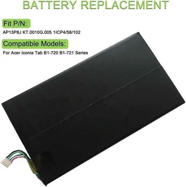 Alt view image 2 of 3 - 3.8V 2850mAh AP13P8J Replacement Battery For Acer Iconia Tab B1-720 B1-721 Series KT.0010G.005 1ICP4/58/102