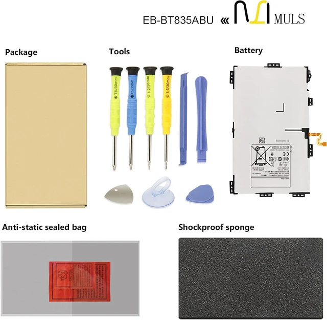 Alt view image 6 of 7 - MULS EB-BT835ABU Replacement Battery Compatible with Samsung Galaxy Tab S4 10.5" SM-T830 T835 Series Installation Tools 3.85V 7300mAh 28.11Wh