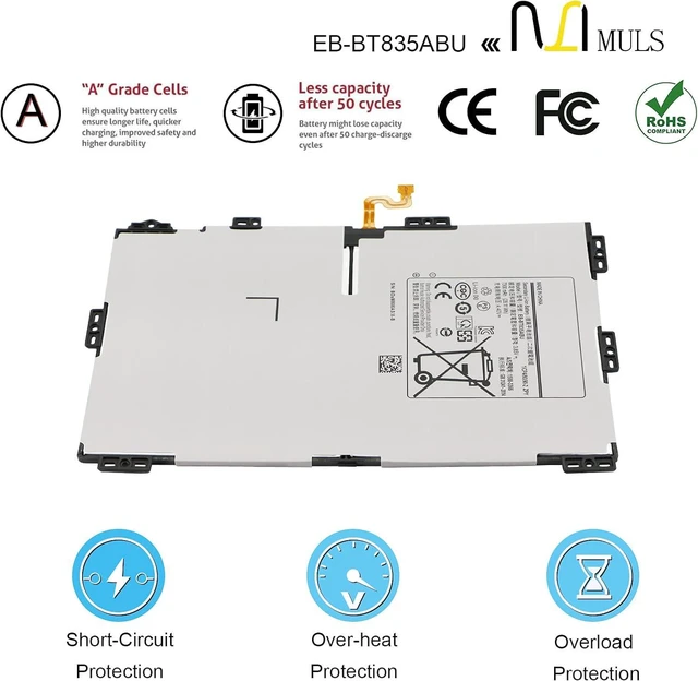 Alt view image 4 of 7 - MULS EB-BT835ABU Replacement Battery Compatible with Samsung Galaxy Tab S4 10.5" SM-T830 T835 Series Installation Tools 3.85V 7300mAh 28.11Wh