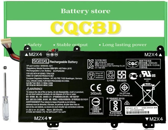 Main image of CQCQ SG03XL Laptop Battery for HP M7 17T-U100 Series Envy M7-U M7-U009DX M7-U109DX 17-U011NR 17t-U000 W2K87UA W289UA 17-U275CL 17-U177CL 849315-856 W2K88UA HSTNN-LB7F HSTNN-LB7E 11.55V 41.5Wh