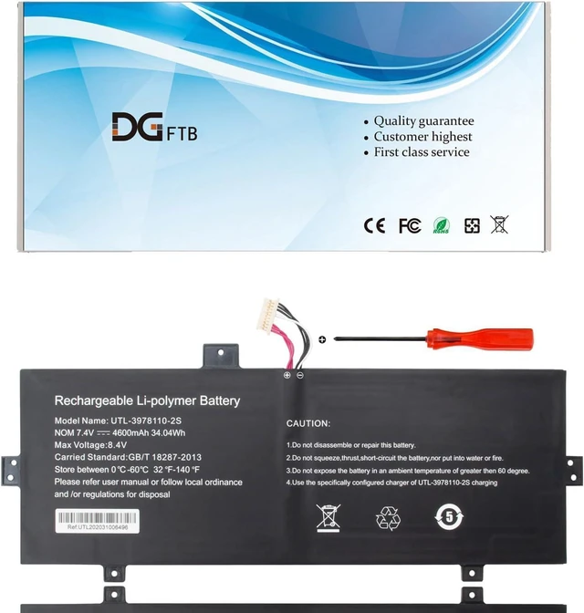 Main image of UTL-4678108-2S UTL-3978110-2s UTL-3478110-2S New Laptop Battery Replacement for Evolve III Maestro-EBook11 Maestro Evolve 3 Leadpie M1 21CP5/78/108, EBook 11V2 Maestro iii (7.6V 34.04Wh/4600mAh)