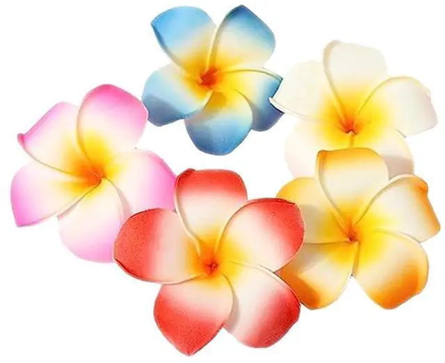 Main image of 10Pcs Multicolor Hawaii Plumeria Flower Clips Hawaiian Flower Hair Barrettes Beach Party Hair Clips Artificial Tropical Flower Hairpins for Wedding 7cmClips and Barrettes