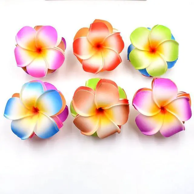 Alt view image 5 of 7 - 10Pcs Multicolor Hawaii Plumeria Flower Clips Hawaiian Flower Hair Barrettes Beach Party Hair Clips Artificial Tropical Flower Hairpins for Wedding 7cmClips and Barrettes