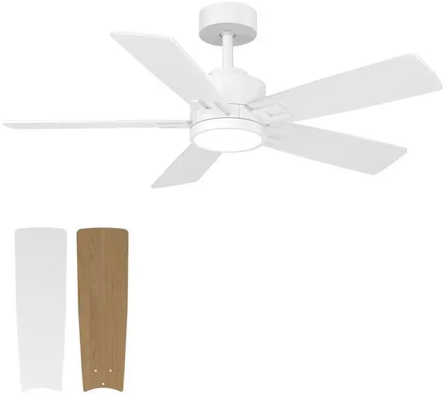 Main image of 52" Modern Ceiling Fan with Lights & Remote, DC Motor Ceiling Fan with Reversible Function, 6 Speed Quiet Ceiling Fan, Wood Blades, Timer & APP Control, Indoor Outdoor Covered Patio Bedro