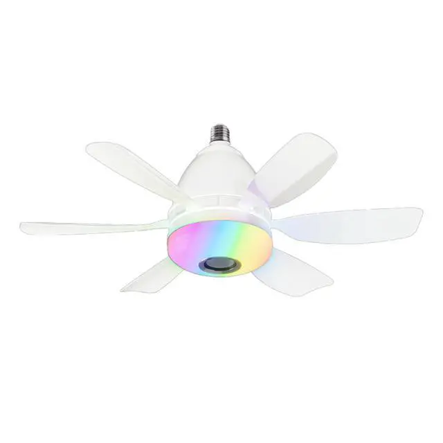 Alt view image 2 of 5 - Socket Fan Light with RGB, Bluetooth Speaker & Remote 3-in-1 E26 Ceiling Fan Bulb, Easy Install, Quiet & Color Changing