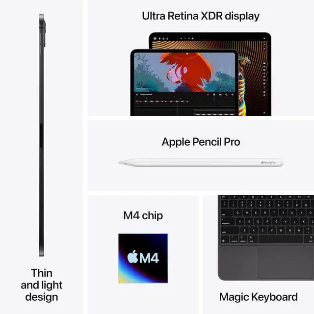 Alt view image 5 of 5 - Apple iPad Pro 11-Inch (M4), 256GB, Wi-Fi 6E + 5G Cellular, Space Black (Officially refurbished, Quality Guaranteed ) (No charger &charging cable) 13-INCH-256-Wi-Fi 6E + 5G -BLACK