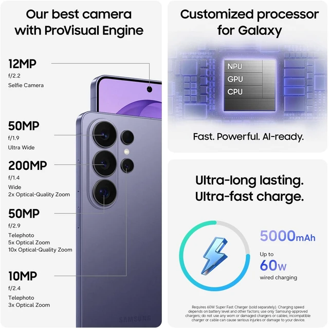 Alt view image 5 of 7 - Samsung Galaxy S26 Ultra, Unlocked Android Smartphone 256GB, Privacy Display, Galaxy AI, AI Camera, Super Fast Charging 3.0, Durable Battery, 2026-BLACK