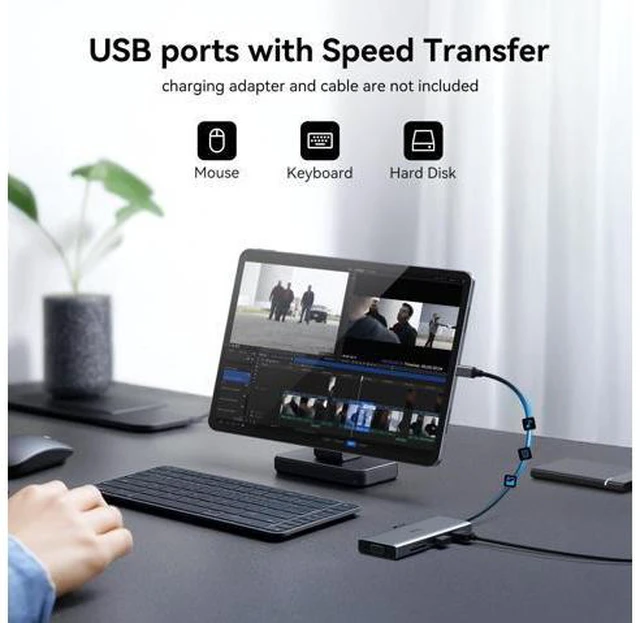 Alt view image 5 of 7 - USB C Docking Station Dual Monitor HDMI Adapter for Dell HP Lenovo,Laptop Docking Station 3 Monitors USB C Hub Multiple Adapter Dongle with 2 HDMI 4K+VGA+100W PD Charger+3 USB Port+SD/TF Card Reader
