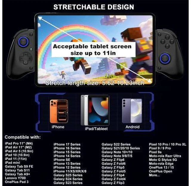 Alt view image 4 of 7 - Universal Mobile Gaming Controller for iPhone, Android, PC & Switch, Supports Cloud Gaming, Remote Play & Turbo Mode