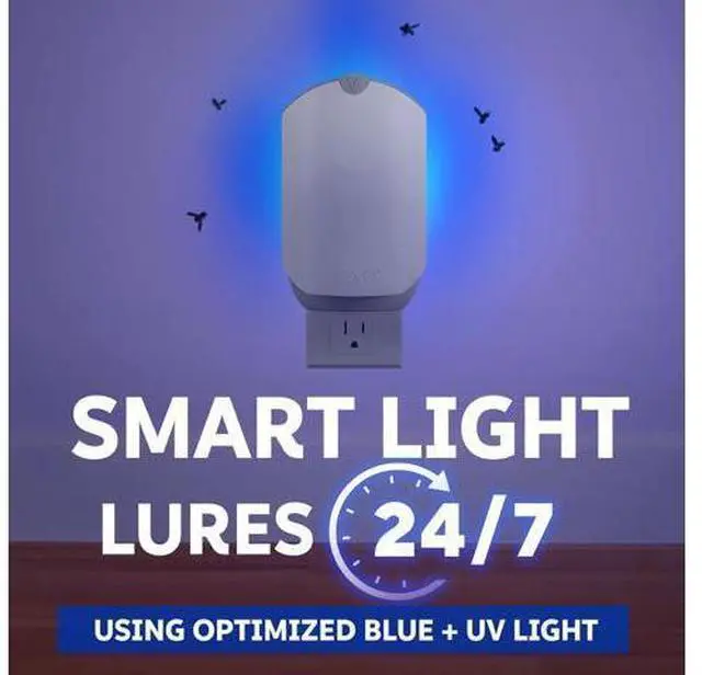 Alt view image 3 of 7 - Flying Insect Trap & 3 Refill Cartridges - Plug in Fly Trap & Indoor Bug Catcher for Gnats, House & Fruit Flies - Blue & UV Light Technology, Mess-Free Alternative to Bug Zapper