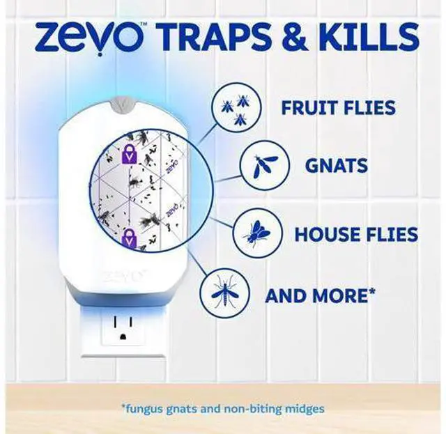 Alt view image 4 of 7 - Flying Insect Trap & 3 Refill Cartridges - Plug in Fly Trap & Indoor Bug Catcher for Gnats, House & Fruit Flies - Blue & UV Light Technology, Mess-Free Alternative to Bug Zapper
