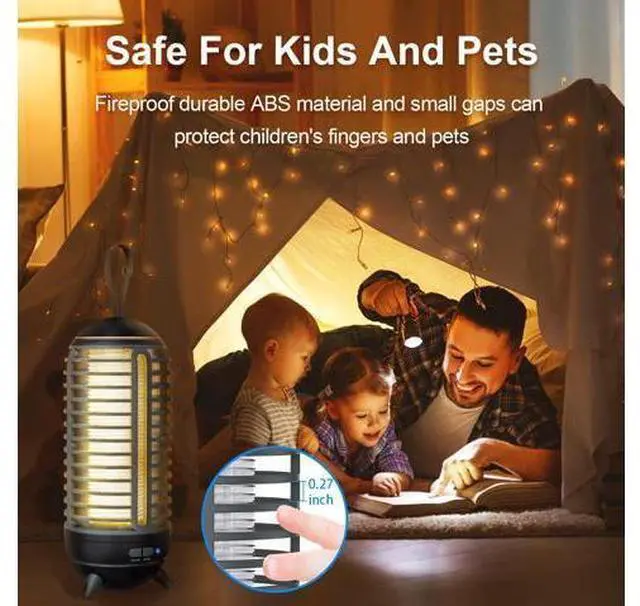 Alt view image 6 of 7 - Cordless Bug Zapper Outdoor Rechargeable 2 in 1 Wireless Mosquito Killer Lamp 2500mAh Bug Zapper Electric Trap Ideal Fly Zapper Indoor for Patio, Home, Backyard, Yard, Garden, Campsite (Black)