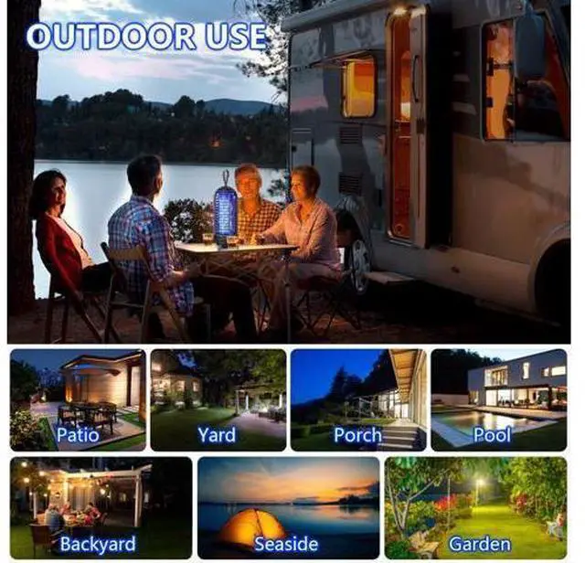 Alt view image 5 of 7 - Cordless Bug Zapper Outdoor Rechargeable 2 in 1 Wireless Mosquito Killer Lamp 2500mAh Bug Zapper Electric Trap Ideal Fly Zapper Indoor for Patio, Home, Backyard, Yard, Garden, Campsite (Black)