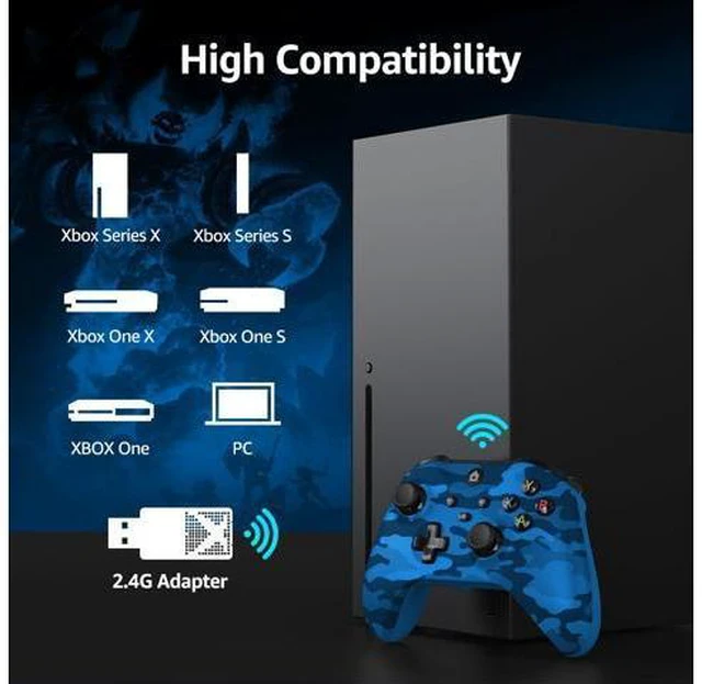 Alt view image 2 of 7 - Xbox Wireless Controller: Hall Joysticks & Triggers, 2.4G, Turbo, Dual Vibration, 3.5mm Jack. Compatible with Xbox, PC, Android Blue Camo