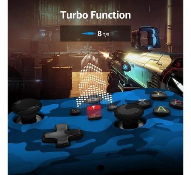 Alt view image 5 of 7 - Xbox Wireless Controller: Hall Joysticks & Triggers, 2.4G, Turbo, Dual Vibration, 3.5mm Jack. Compatible with Xbox, PC, Android Blue Camo