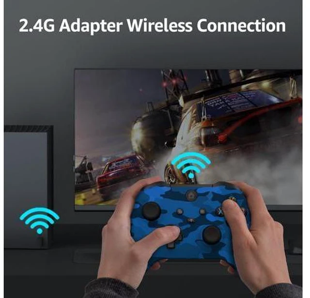 Alt view image 6 of 7 - Xbox Wireless Controller: Hall Joysticks & Triggers, 2.4G, Turbo, Dual Vibration, 3.5mm Jack. Compatible with Xbox, PC, Android Blue Camo