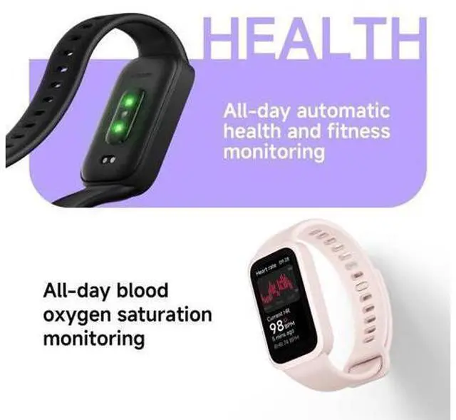 Alt view image 4 of 7 - Smart Band 9 Active Global Version 1.47'' Display 18-Day Battery Life Modes All-Day Health and Fitness Monitoring 5ATM (Black)