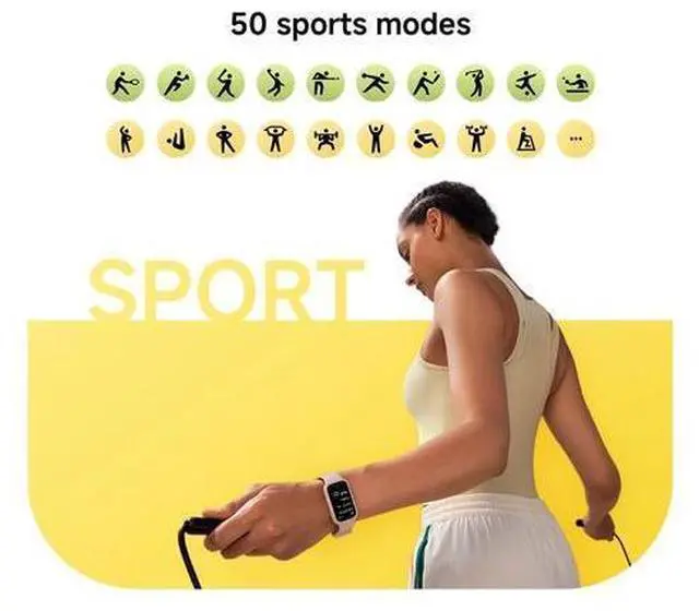 Alt view image 6 of 7 - Smart Band 9 Active Global Version 1.47'' Display 18-Day Battery Life Modes All-Day Health and Fitness Monitoring 5ATM (Black)