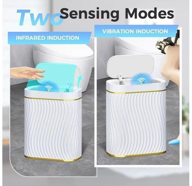 Alt view image 7 of 7 - Automatic Motion Sensor Bathroom Small Trash Can with Lid, 2.6 Gallon Touchless Slim Garbage Can, Smart Waterproof Trash Bin for Bedroom, Restroom, Living Room, Office