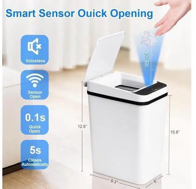 Alt view image 4 of 7 - Bathroom Smart Touchless Trash Can 2.2 Gallon Automatic Motion Sensor Rubbish Can with Lid Electric Narrow Small Garbage Bin for Kitchen, Office, Living Room, Toilet, Bedroom, RV