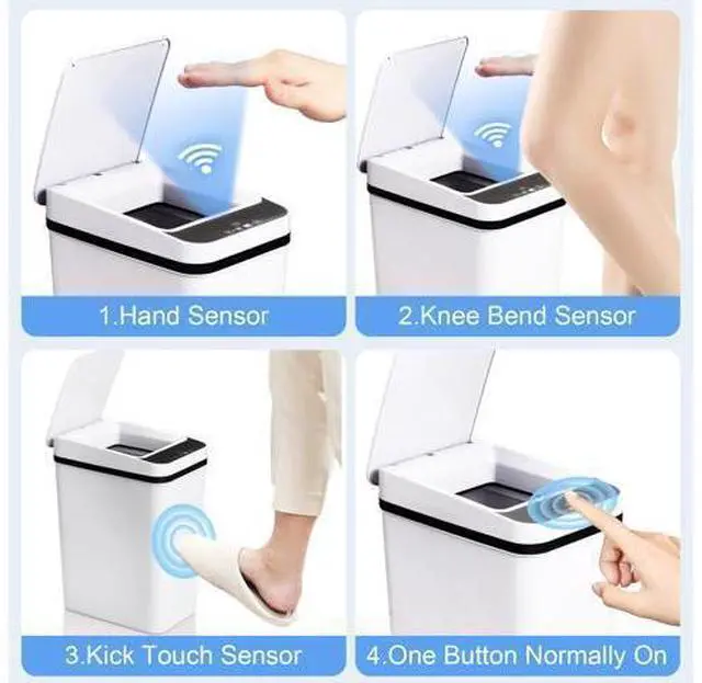 Alt view image 5 of 7 - Bathroom Smart Touchless Trash Can 2.2 Gallon Automatic Motion Sensor Rubbish Can with Lid Electric Narrow Small Garbage Bin for Kitchen, Office, Living Room, Toilet, Bedroom, RV