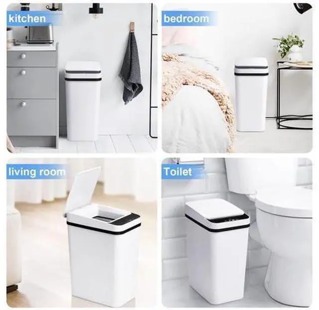 Alt view image 7 of 7 - Bathroom Smart Touchless Trash Can 2.2 Gallon Automatic Motion Sensor Rubbish Can with Lid Electric Narrow Small Garbage Bin for Kitchen, Office, Living Room, Toilet, Bedroom, RV
