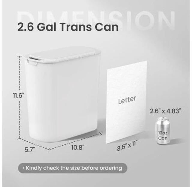 Alt view image 2 of 7 - Automatic Motion Sensor Bathroom Trash Can with Lid, 2.6 Gallon Touchless Trash Bin, Smart Plastic Slim Garbage Can Small White Wastebasket for Toilet, Office, rv, Bedroom, Living Room