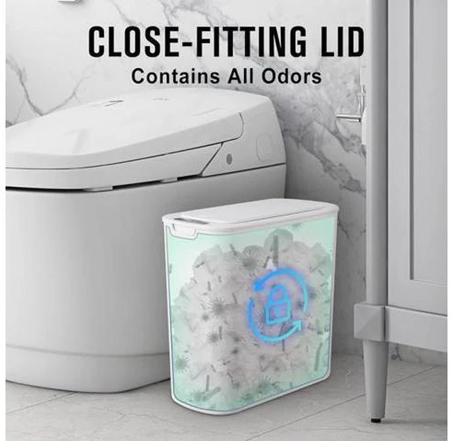 Alt view image 4 of 7 - Automatic Motion Sensor Bathroom Trash Can with Lid, 2.6 Gallon Touchless Trash Bin, Smart Plastic Slim Garbage Can Small White Wastebasket for Toilet, Office, rv, Bedroom, Living Room