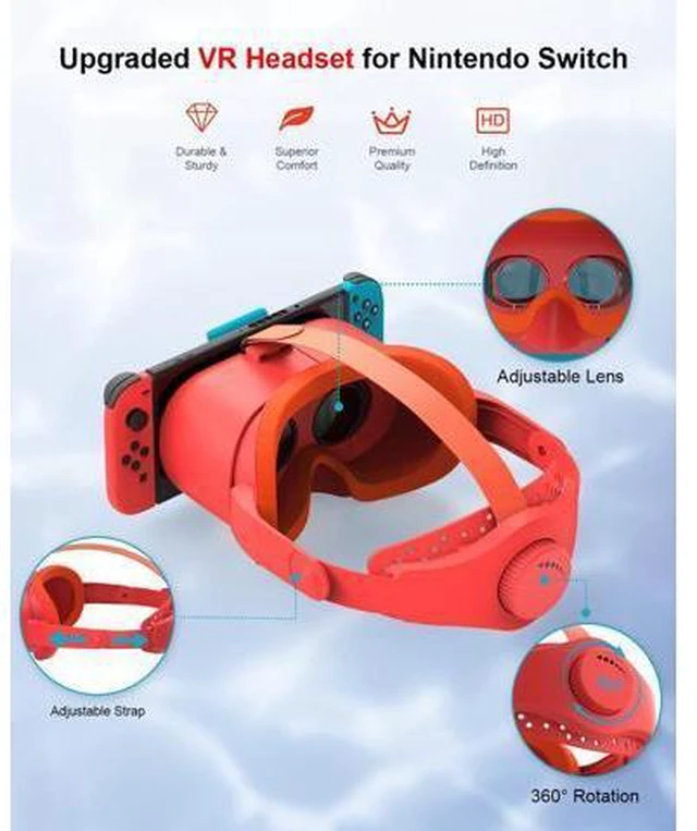 Alt view image 2 of 7 - VR Headset for Nintendo Switch & Switch OLED, Upgraded Switch Virtual Reality Glasses with Adjustable Lens and Elite Strap, Labo VR Kit 3D Goggles Accessories for VR Gaming Experience