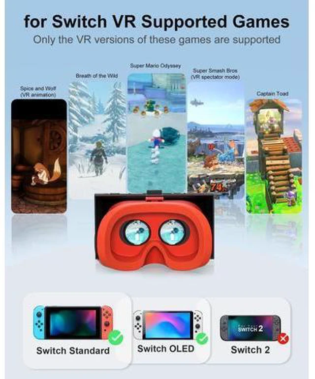 Alt view image 3 of 7 - VR Headset for Nintendo Switch & Switch OLED, Upgraded Switch Virtual Reality Glasses with Adjustable Lens and Elite Strap, Labo VR Kit 3D Goggles Accessories for VR Gaming Experience