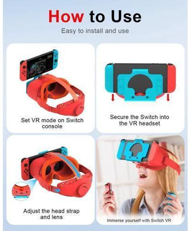 Alt view image 7 of 7 - VR Headset for Nintendo Switch & Switch OLED, Upgraded Switch Virtual Reality Glasses with Adjustable Lens and Elite Strap, Labo VR Kit 3D Goggles Accessories for VR Gaming Experience