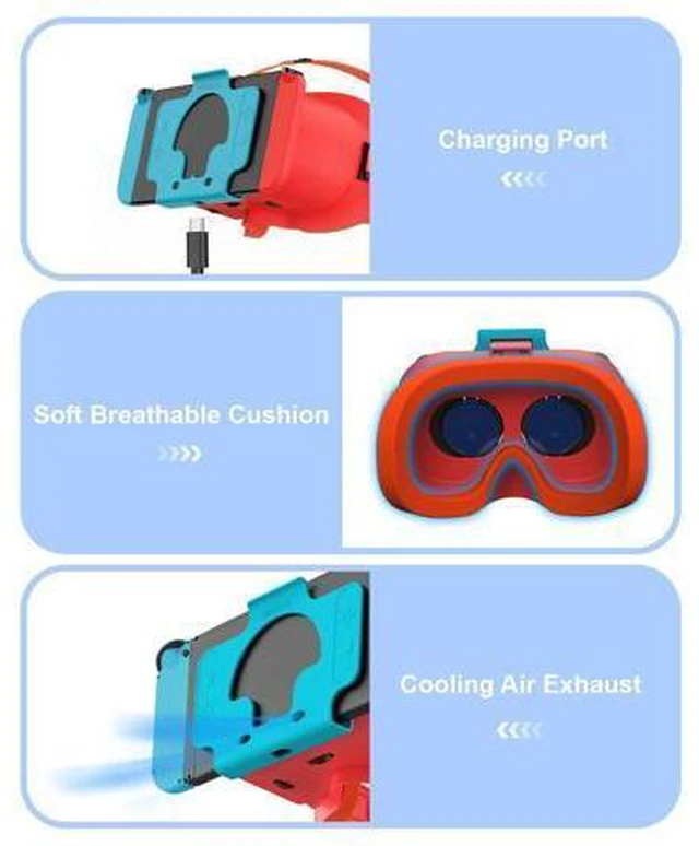 Alt view image 6 of 7 - VR Headset for Nintendo Switch & Switch OLED, Upgraded Switch Virtual Reality Glasses with Adjustable Lens and Elite Strap, Labo VR Kit 3D Goggles Accessories for VR Gaming Experience