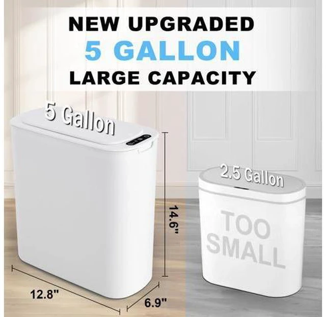 Alt view image 2 of 7 - Motion Sensor Trash Can, 5 Gallon Automatic Bathroom Garbage Can with Lid, Touchless Smart Plastic Slim Wastebasket for Bathroom, Office, rv, Bedroom, Living Room, White