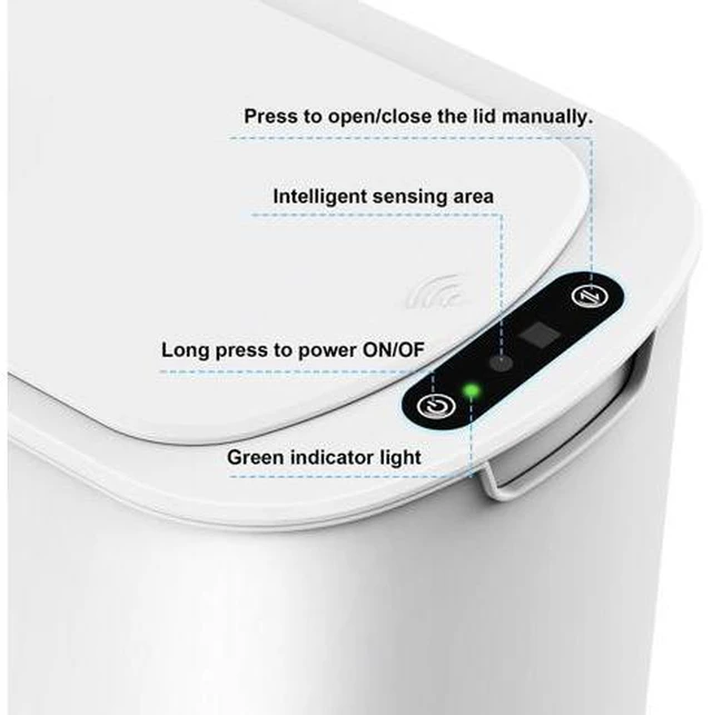 Alt view image 5 of 7 - Motion Sensor Trash Can, 5 Gallon Automatic Bathroom Garbage Can with Lid, Touchless Smart Plastic Slim Wastebasket for Bathroom, Office, rv, Bedroom, Living Room, White