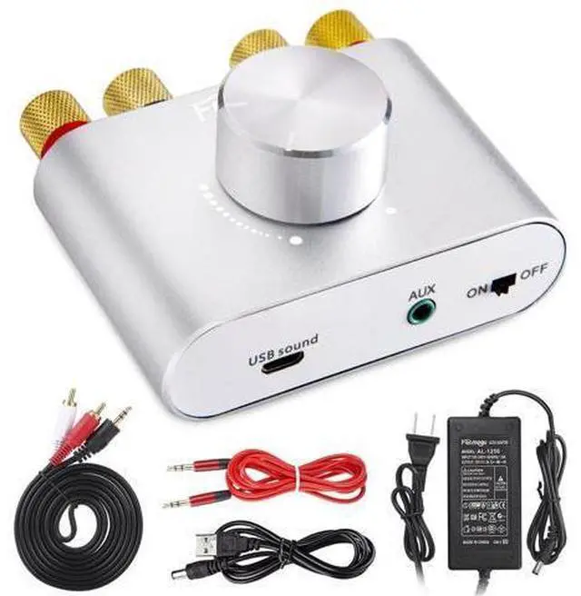 Main image of F900S 160W Bluetooth 5.0 Mini Amplifier, 80Wx2 2.0CH Audio Power Amplifier, Hi-Fi Stereo Sound Digital Amp Wireless Speaker Amp Receiver w/AUX/USB/BT Input & 12V 5A Power Adapter - Silver