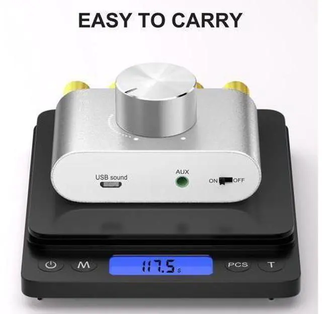 Alt view image 5 of 7 - F900S 160W Bluetooth 5.0 Mini Amplifier, 80Wx2 2.0CH Audio Power Amplifier, Hi-Fi Stereo Sound Digital Amp Wireless Speaker Amp Receiver w/AUX/USB/BT Input & 12V 5A Power Adapter - Silver