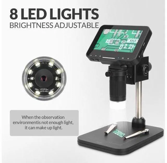 Alt view image 3 of 7 - 4.3" Coin Microscope 1000x Handheld LCD Digital Microscope with Screen Coin Magnifier with 8 Adjustable LED Lights Compatible with PC Windows/Mac OS with 32GB SD Card