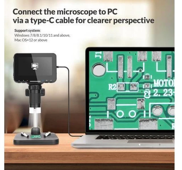 Alt view image 5 of 7 - 4.3" Coin Microscope 1000x Handheld LCD Digital Microscope with Screen Coin Magnifier with 8 Adjustable LED Lights Compatible with PC Windows/Mac OS with 32GB SD Card