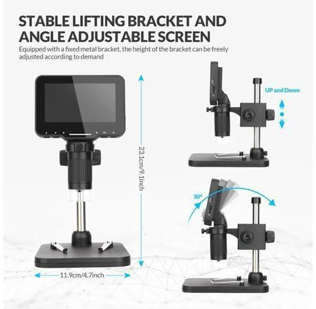 Alt view image 4 of 7 - 4.3" Coin Microscope 1000x Handheld LCD Digital Microscope with Screen Coin Magnifier with 8 Adjustable LED Lights Compatible with PC Windows/Mac OS with 32GB SD Card