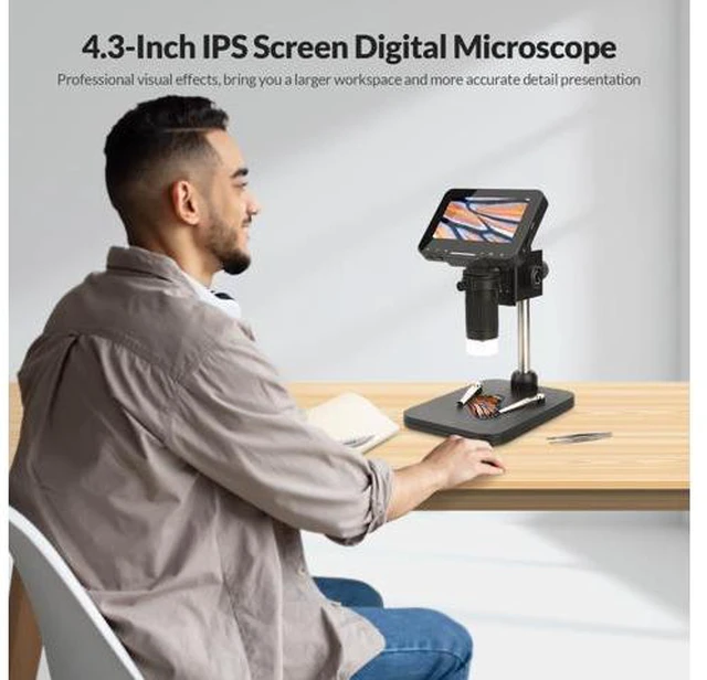 Alt view image 2 of 7 - 4.3" Coin Microscope 1000x Handheld LCD Digital Microscope with Screen Coin Magnifier with 8 Adjustable LED Lights Compatible with PC Windows/Mac OS with 32GB SD Card