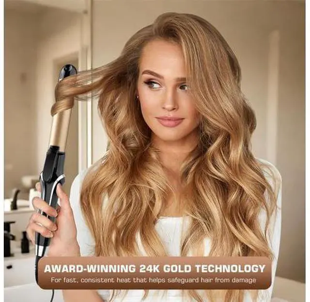 Alt view image 2 of 7 - Curling Iron, 2 in 1 Hair Straightener and Curler, 1.25 Inch Ceramic Curling Wand with Adjustable Temperature, Dual Voltage for All Hair Types, Anti-Tangle for Long-Lasting Curls and Straight