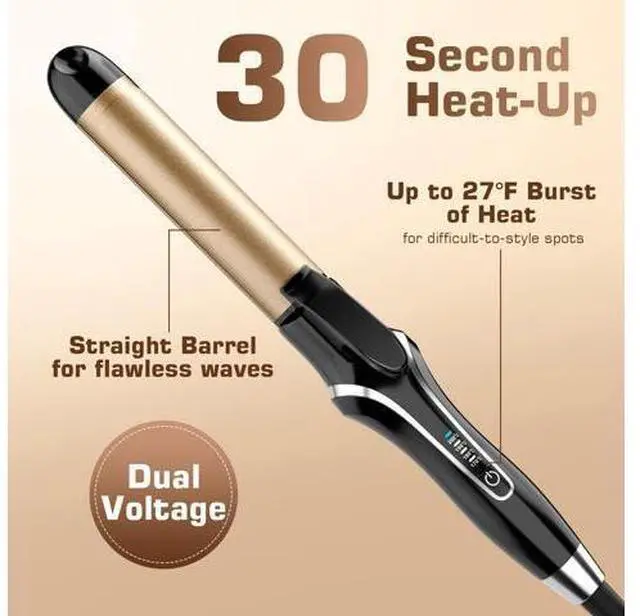 Alt view image 5 of 7 - Curling Iron, 2 in 1 Hair Straightener and Curler, 1.25 Inch Ceramic Curling Wand with Adjustable Temperature, Dual Voltage for All Hair Types, Anti-Tangle for Long-Lasting Curls and Straight